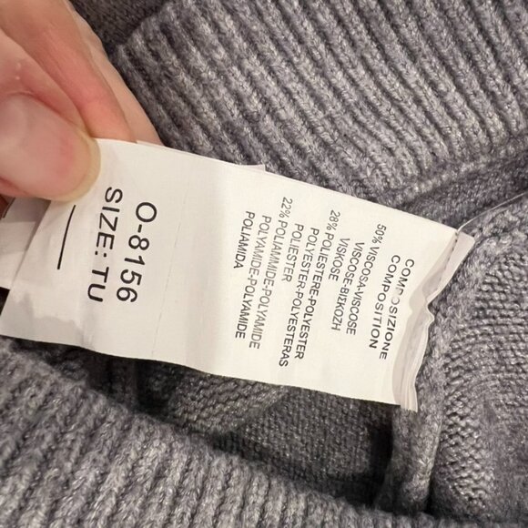 Womens Sweater Pants Set Medium Gray Turtleneck Cable Knit Ribbed Wide Leg Comfy - Picture 15 of 15